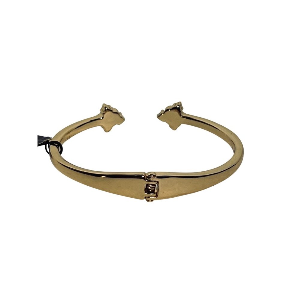 Anne Klein Gold Tone Faux Pearl And Clear Rhinestone Hinged Cuff Bracelet (6261) - Picture 6 of 7